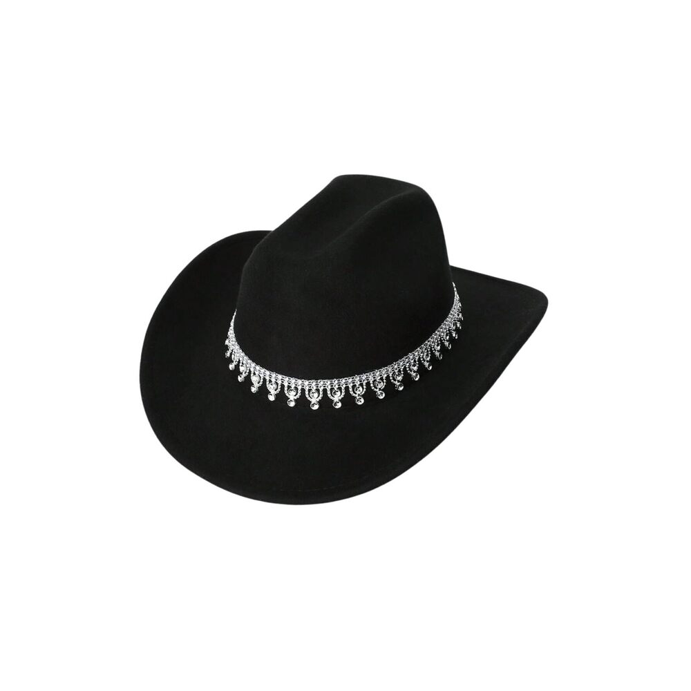 1253 Women's Western Boho Cowboy Hat Rhinestone Sequin Wide Brim Cowgirl Hat - Picture 1 of 5